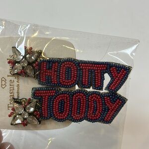 Hotty Toddy Ole Miss Game Day Beaded Eartings by Treasure Jewels NWT